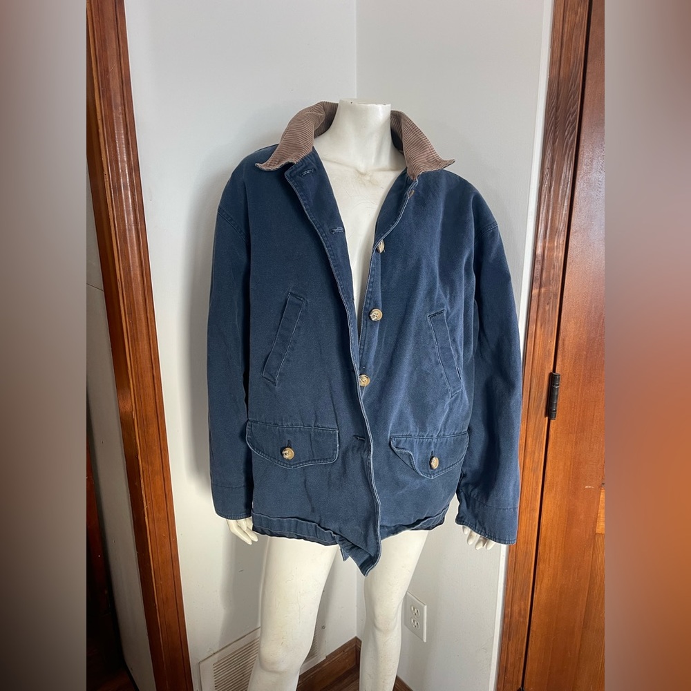 COTTON Men's Navy Jacket with Corduroy Collar